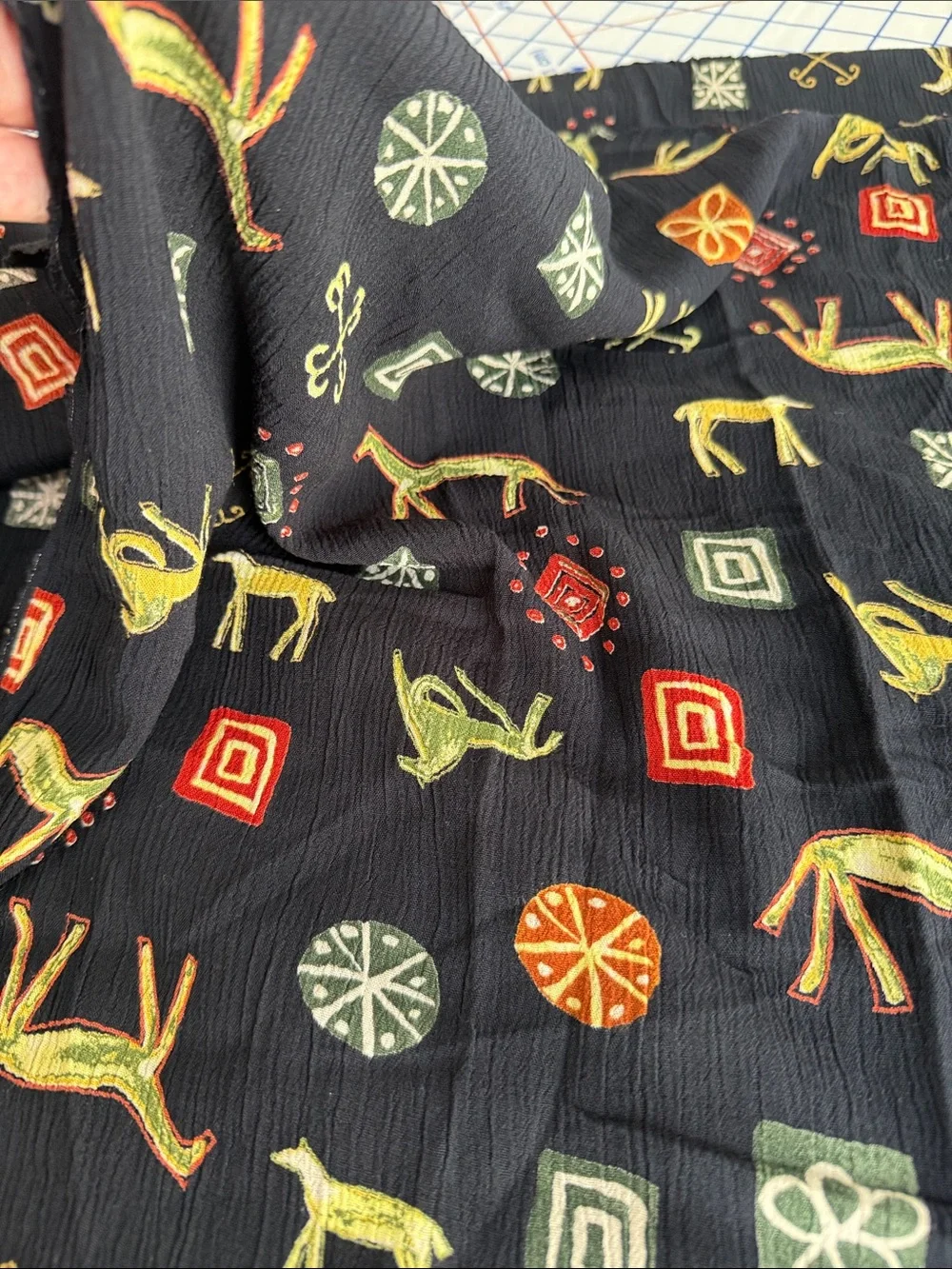 Modernist Horse Novelty Print Crepe Fabric 2+ Yards x 48”